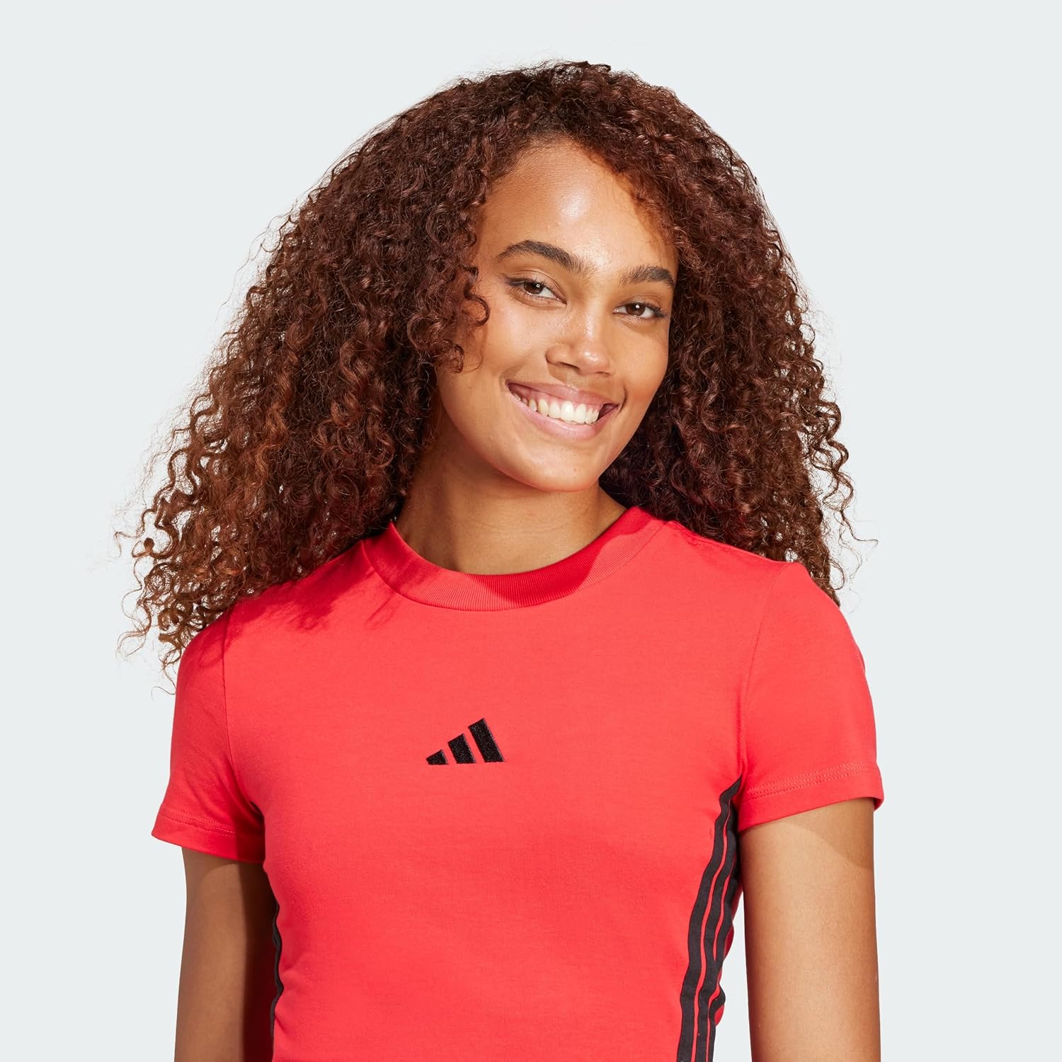 Adidas Damen Essentials 3 Streifen Slim Baby T-Shirt – Bild 3