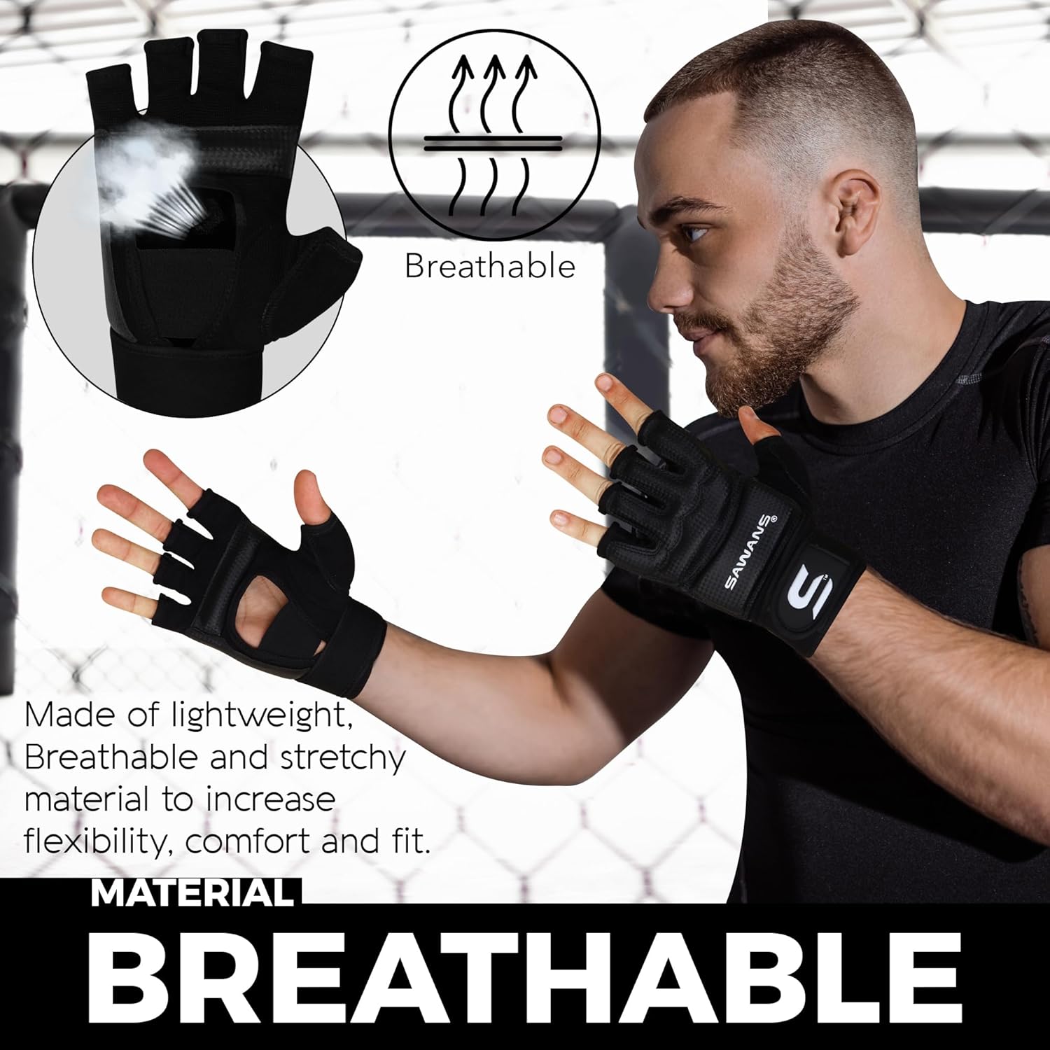Sawans Boxhandschuhe für Männer Frauen Boxhandhandschuhe Grappling Handschuhe Karate Leichtes Taekwondo Halfinger Kickboxing Sparring Martial Arts Muay Thai – Bild 8