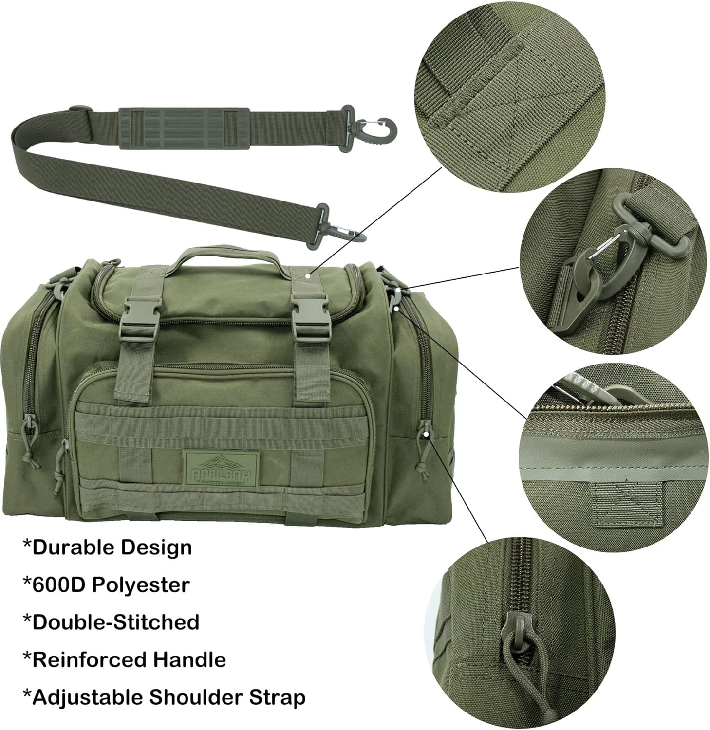 Taktische Serie Duffel -Tasche für Fitness, Reisen, Wandern und Trekking, Sportausrüstung, Jagd und Fischerei - Superqualität & dauerhaft (43L), Grün, Outdoor – Bild 5