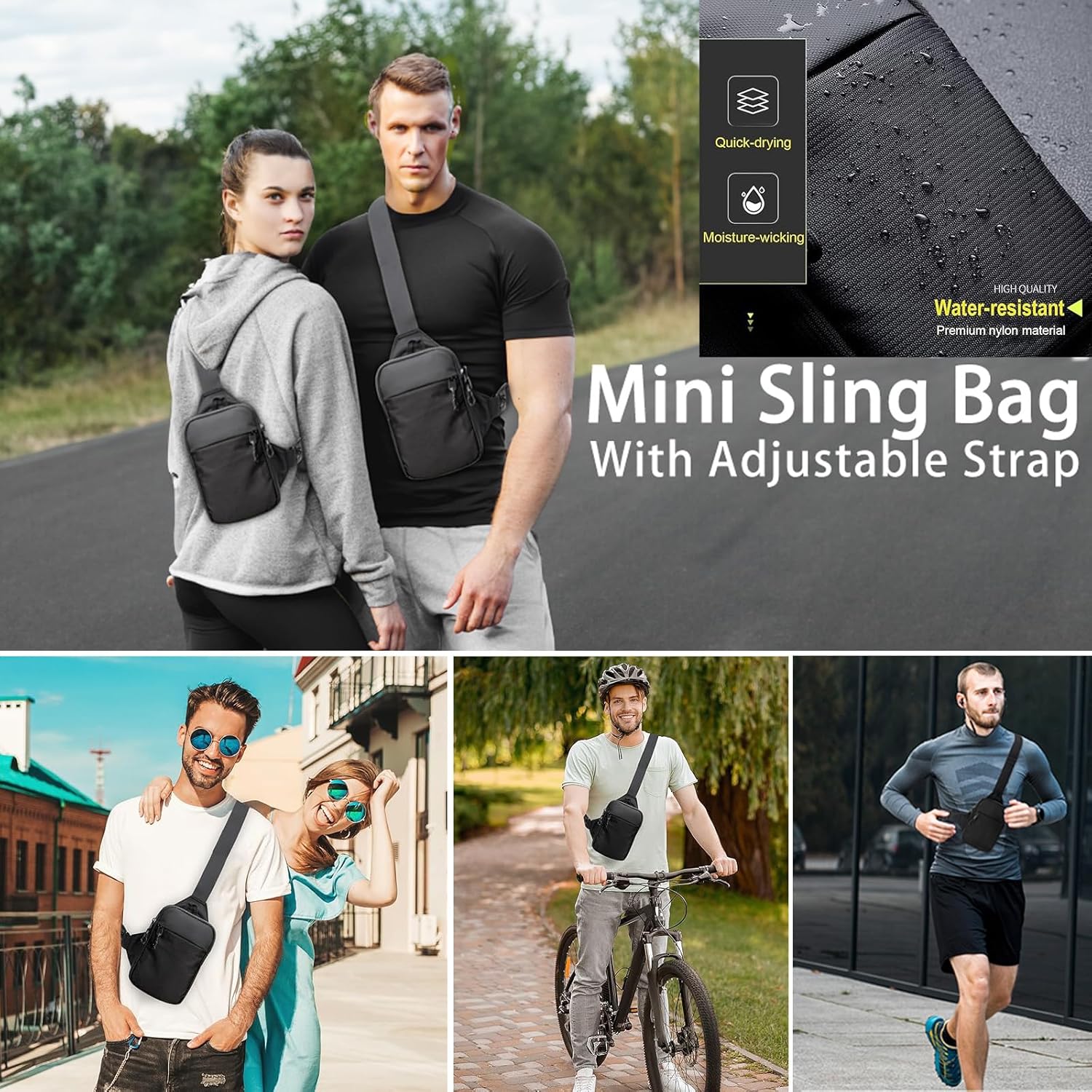 Brustbeutel Männer Frauen Schlinge Brust Crossbody Bag Umhängetasche Verstellbare Schulter-Diebstahl-Diebstahl-Wasserdiebstahls-Umhängetasche für Männer Outdoor Sport Wanderradfahren – Bild 5