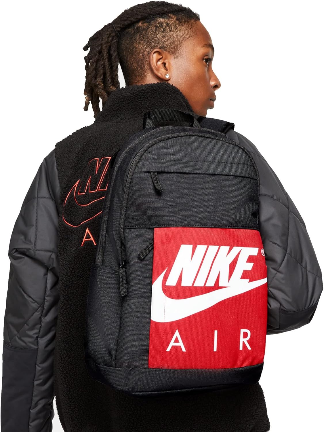 Nike DJ7370 Elmntl Bkpk-Air-Tasche, Unisex, Schwarz/Universität rot/weiß, eine Größe – Bild 6