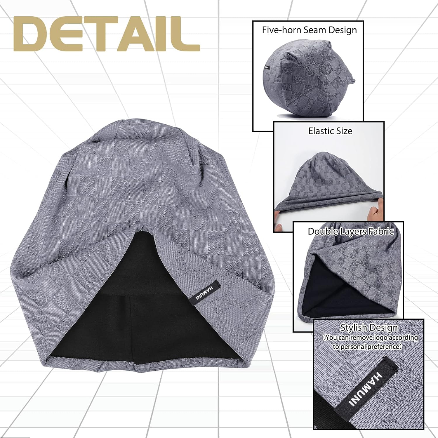 Slouch Beanie Hut für Männer Frauen, dünne und leichte Jacquard -Jersey -Beanies, Chemo -Kopfbedeckung, Laufhut, Slouchy Baggy Mützen, Unisex, flexibel, klassische Wintersommermützen – Bild 3