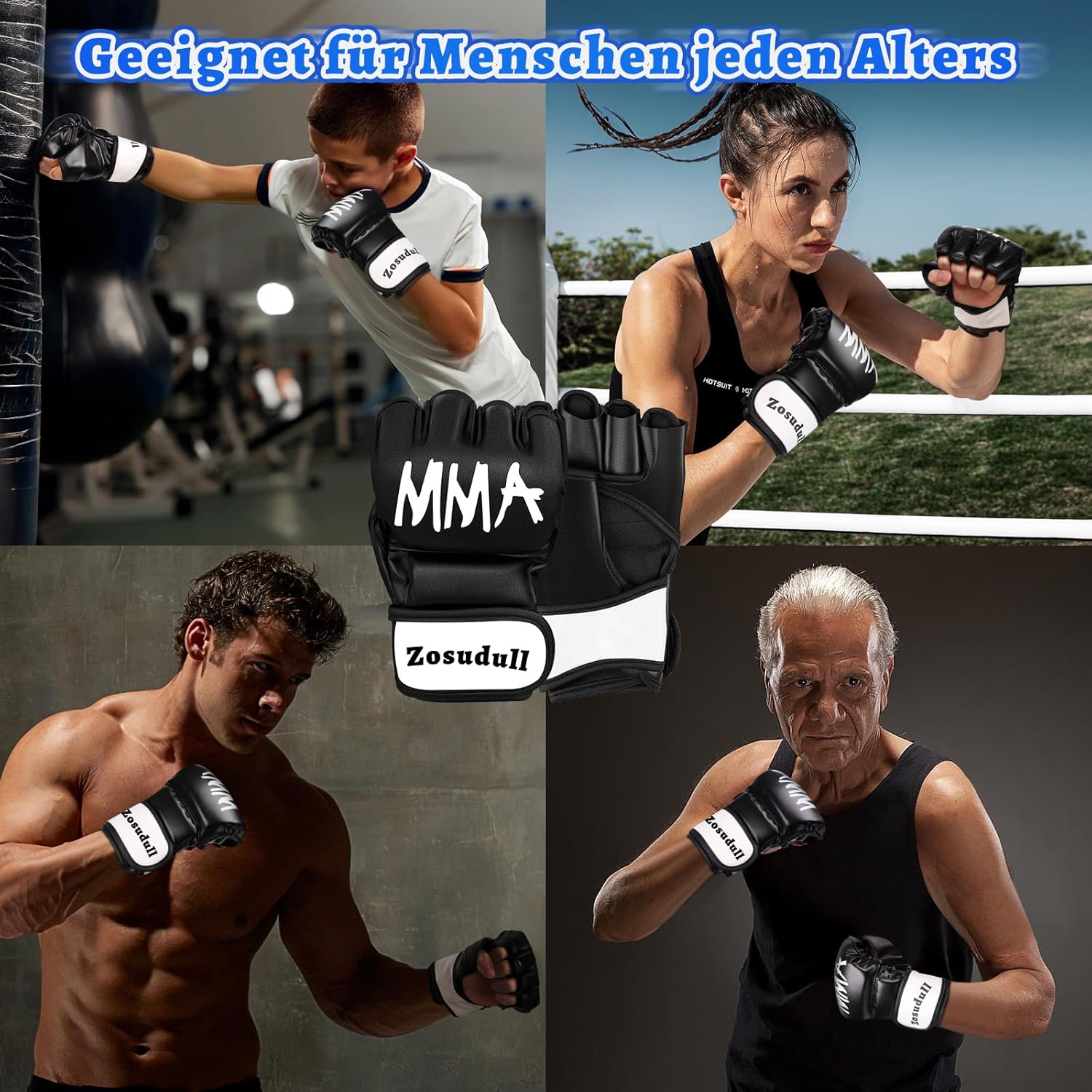 Zosudull -Boxhandschuhe für Männer und Frauen, Boxtrainingshandschuhe, ideal zum Boxen, Kickboxen, gemischte Kampfkünste, Thai, MMA, Kriegstraining usw. m – Bild 3