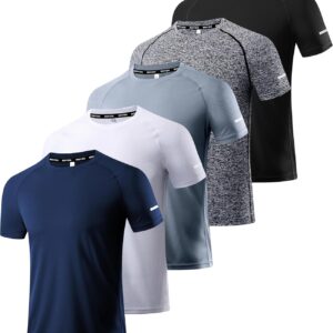 Boyzn Herren Sports T-Shirts Pack von 1, 3 oder 5, kurzärmelige funktionale Lauftop, Schnelltrocknung, atmungsaktives Sporthemd, für Sommerfitness, Training, Wandern, Laufen, Training, Bodybuilding