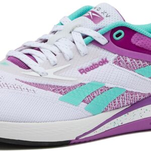Reebok Nano X5 Damen -Trainer, Schuhe weiß/lila Rave/Ai Aqua, 11, Schuhe weiße lila Rave Ai Aqua, 42,5 UK