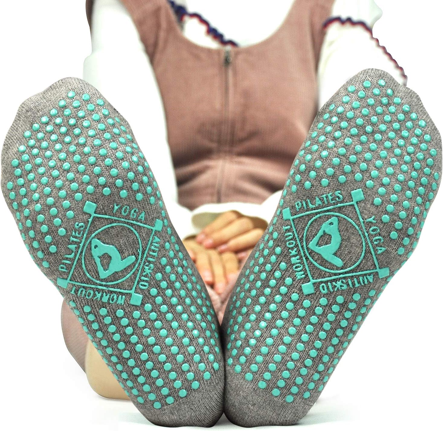 Yoga-Socken Nicht-Schlupf-Socken (4 Paare) für Frauen Pilates, Yoga, Barre, Tanz, Ballett, Kampfkunst, Trampolin, Fitness, Krankenhaus, Reha, Heim- und Körperbilanz, Sox UK 4-10 / EU 35-43 – Bild 3