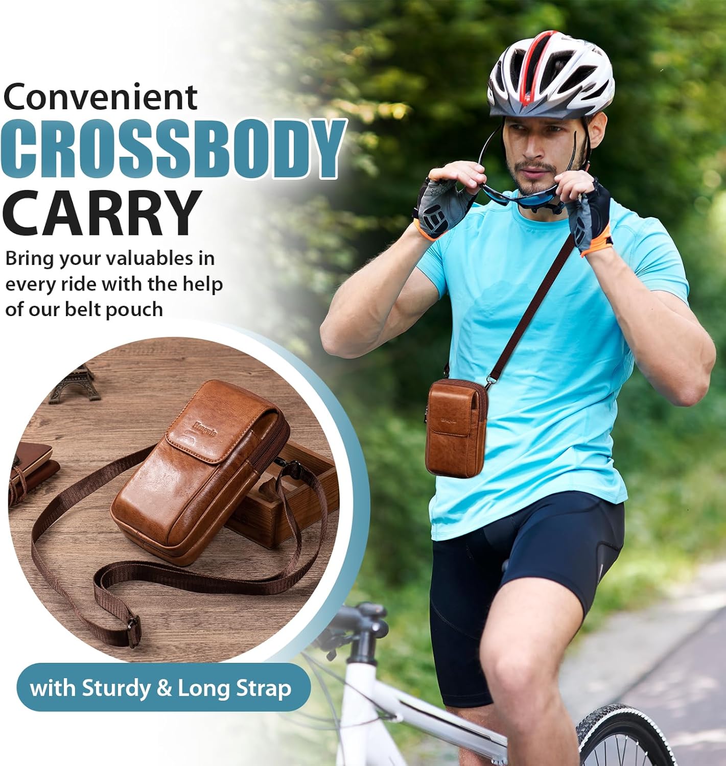 Hengwin Doppelpockets Gürtelbeutel Herrener Leder Tailentasche Herren -Handy -Taschen mit Gürtelschlaufe für iPhone 16 15 14 Pro Max, Samsung Galaxy S24 S23 Ultra S24+ Handy -Umhängetaschen (braun) – Bild 6