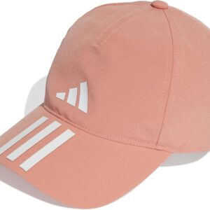 Adidas, 3-streifen aeroready laufende Baseballkappe, Wonder Clay, Weiß/Weiß, OSFW, Unisex, Erwachsener