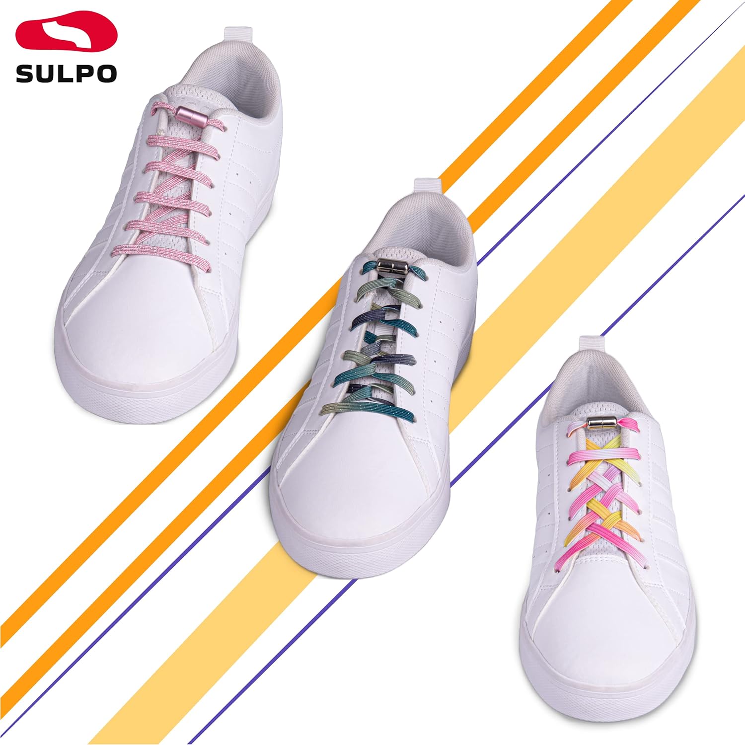 Sulpo flach ohne Krawatten -Schnürsenkel, elastische Schnürsenkel mit Metallaglingen, mit Schnellfreisetzungen, Gummi -Shoelaces für Erwachsene und Kinder – Bild 6
