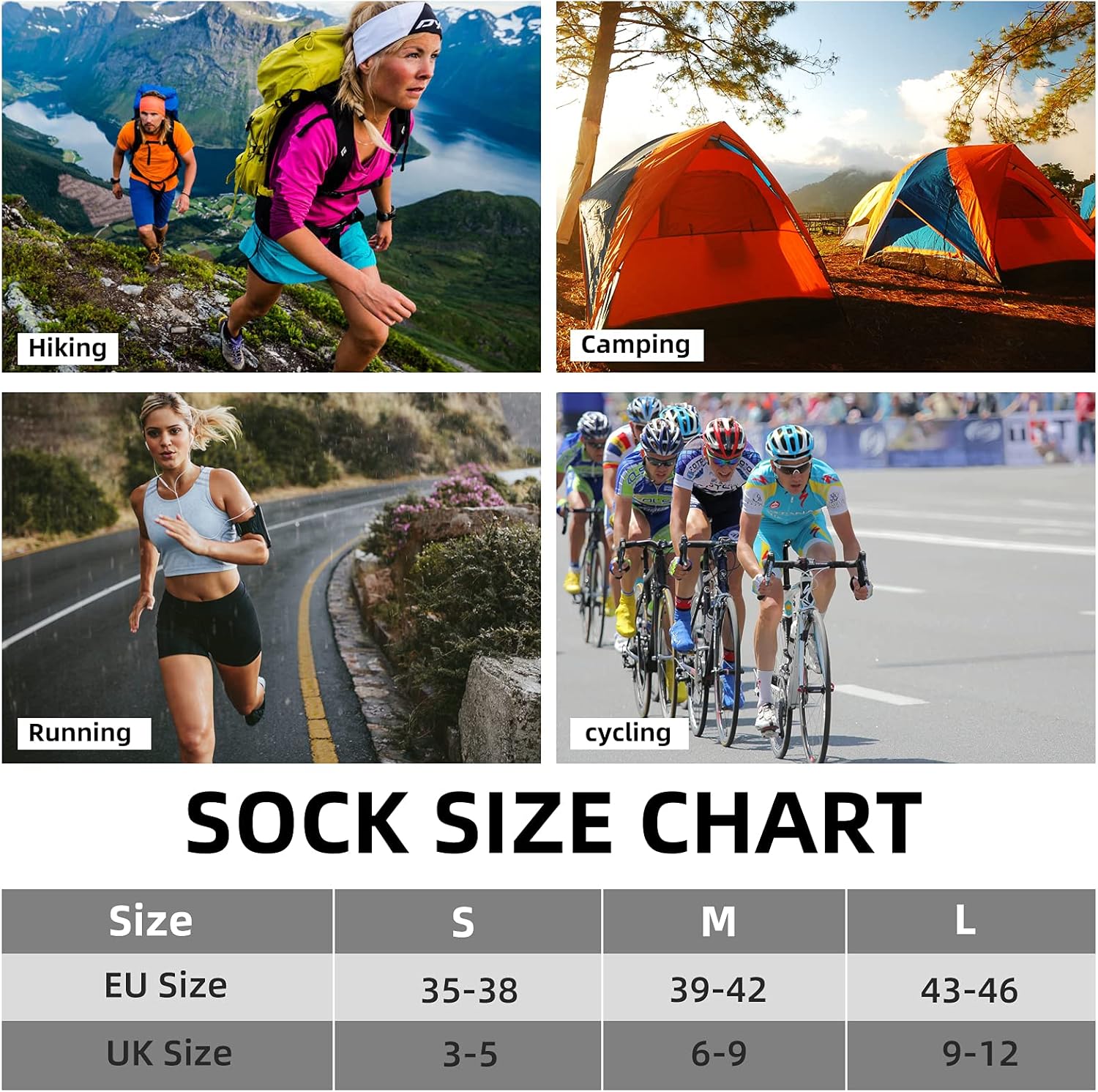 Bocmmy Herrensocken 43-46 39-42 Wandersocken Crew Sports Socken gepolsterte Trekking-Socken Baumwoll atmungsaktive Laufsocken Arbeiten Socken – Bild 7