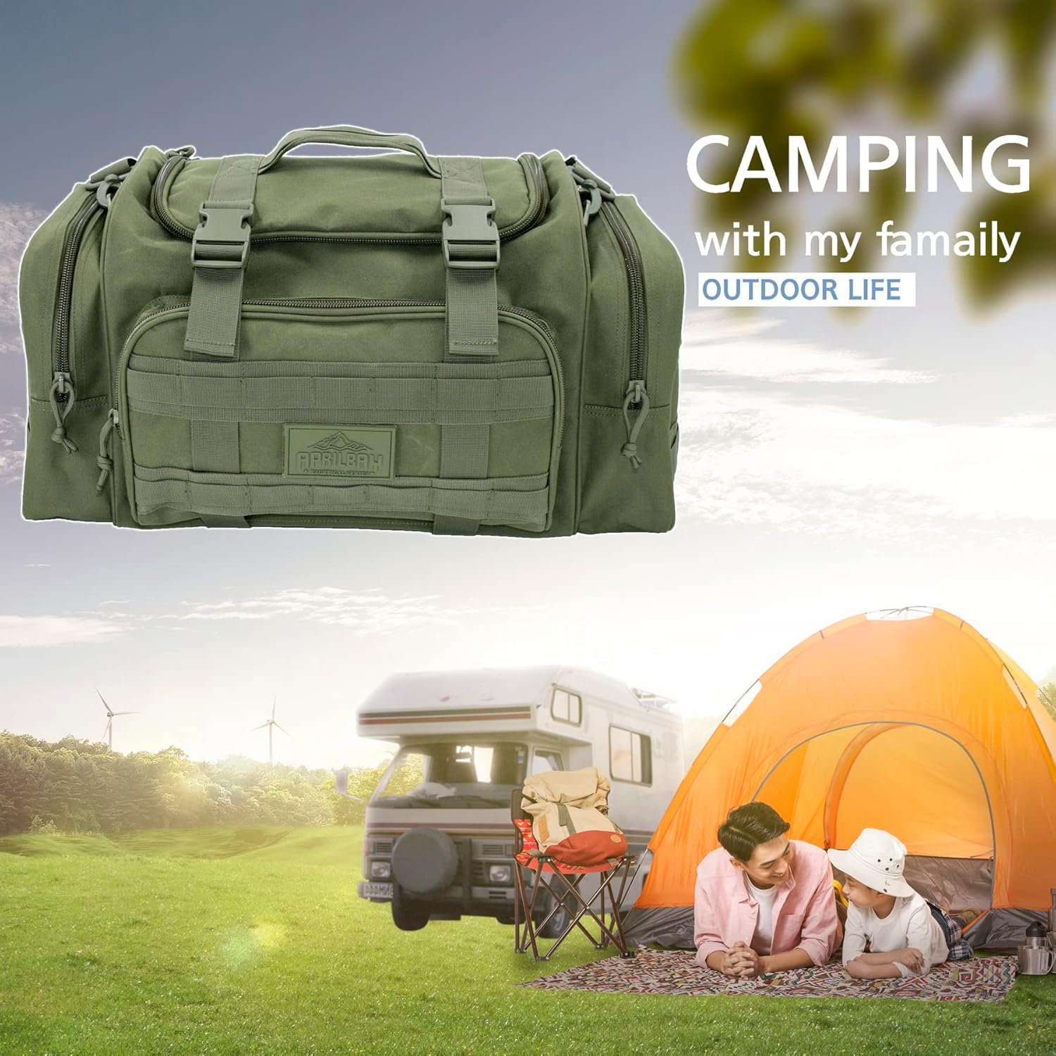 Taktische Serie Duffel -Tasche für Fitness, Reisen, Wandern und Trekking, Sportausrüstung, Jagd und Fischerei - Superqualität & dauerhaft (43L), Grün, Outdoor – Bild 6