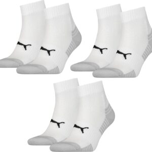 Puma 6 Paar gepolsterte Viertelsocken für Männer und Frauen / Sportsocken, weiß