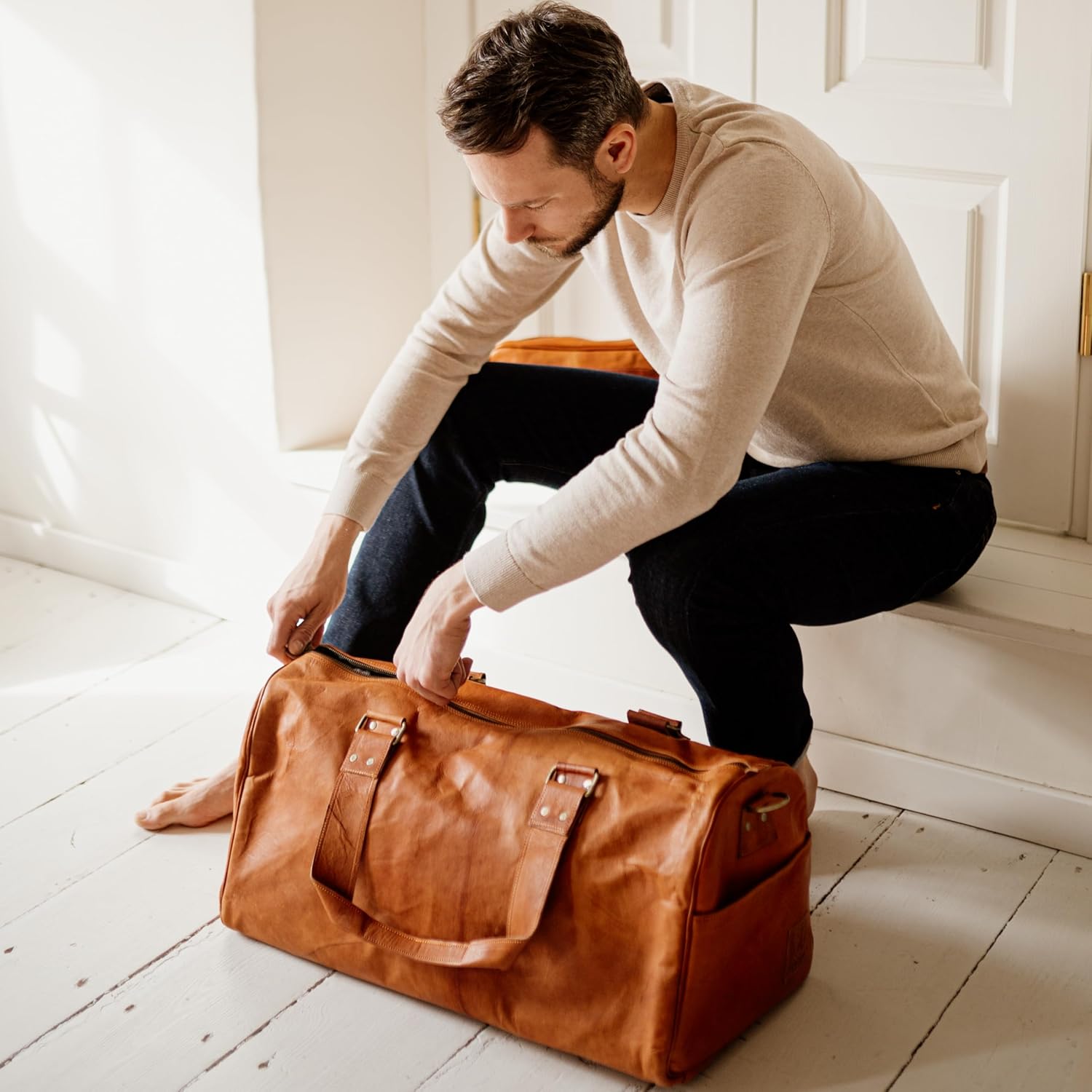 Berliner Bags Weekender Oslo Leder Reisetasche Frauen Männer braun groß 45L – Bild 2