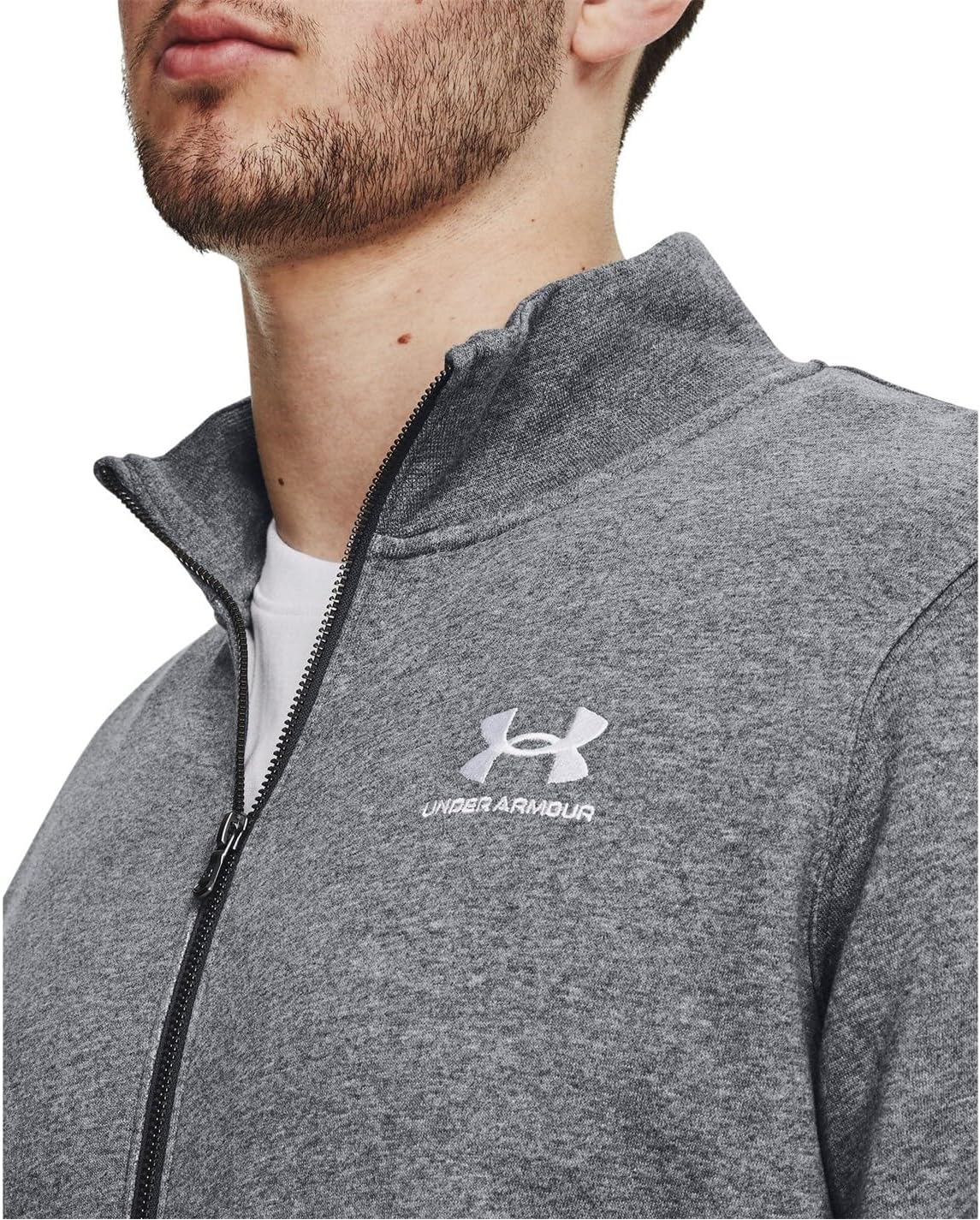 Under Armour Essentials Herren Fleece Track Jacke grau mittelgrau m, grau – Bild 5