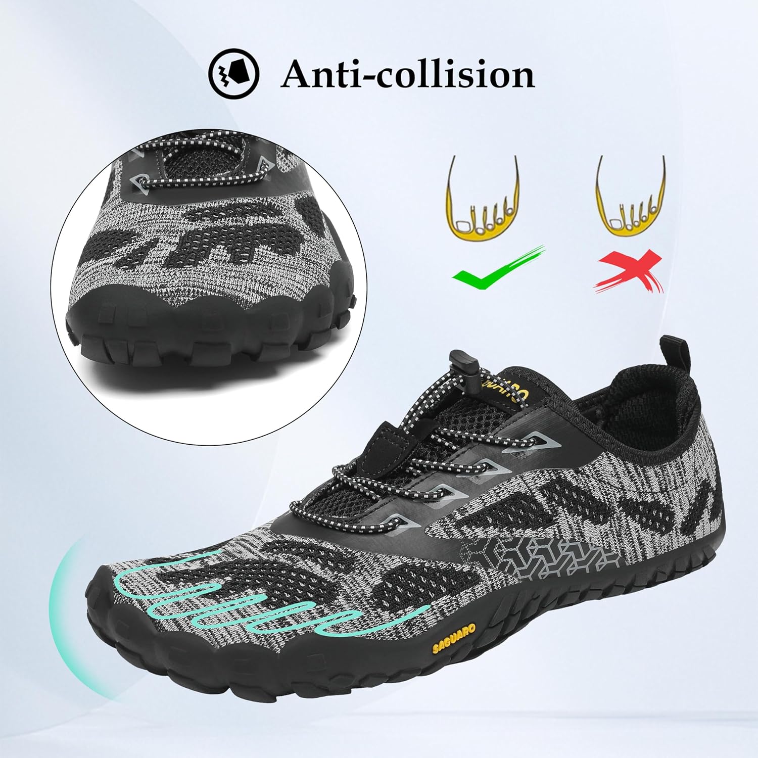 Saguaro Unisex Barefoot-Schuhe, Schnellrocknen, Badeschuhe, Trail-Laufschuhe für Outdoor-Sportarten, Minimalist – Bild 2