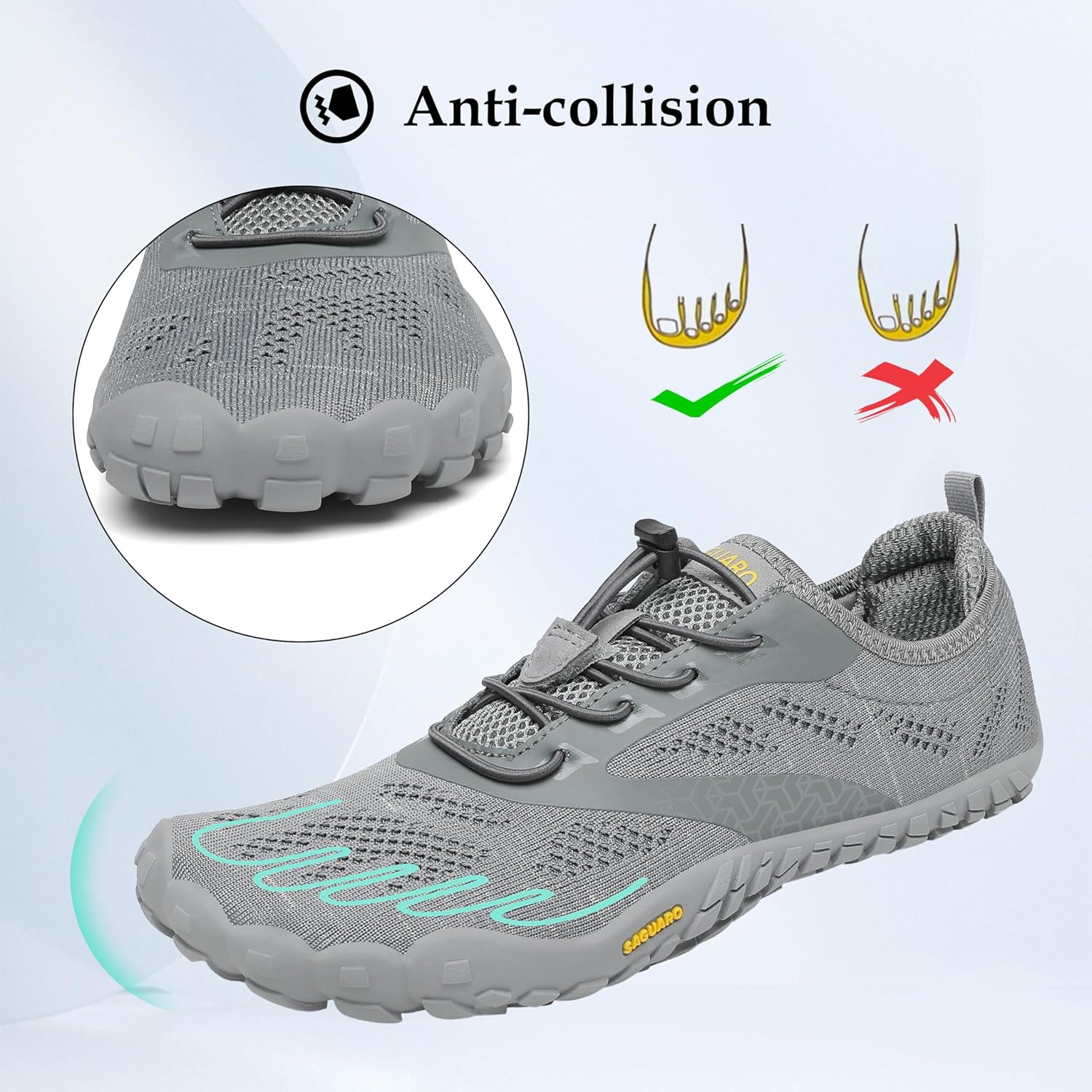 Saguaro Unisex Barefoot-Schuhe, Schnellrocknen, Badeschuhe, Trail-Laufschuhe für Outdoor-Sportarten, Minimalist – Bild 2