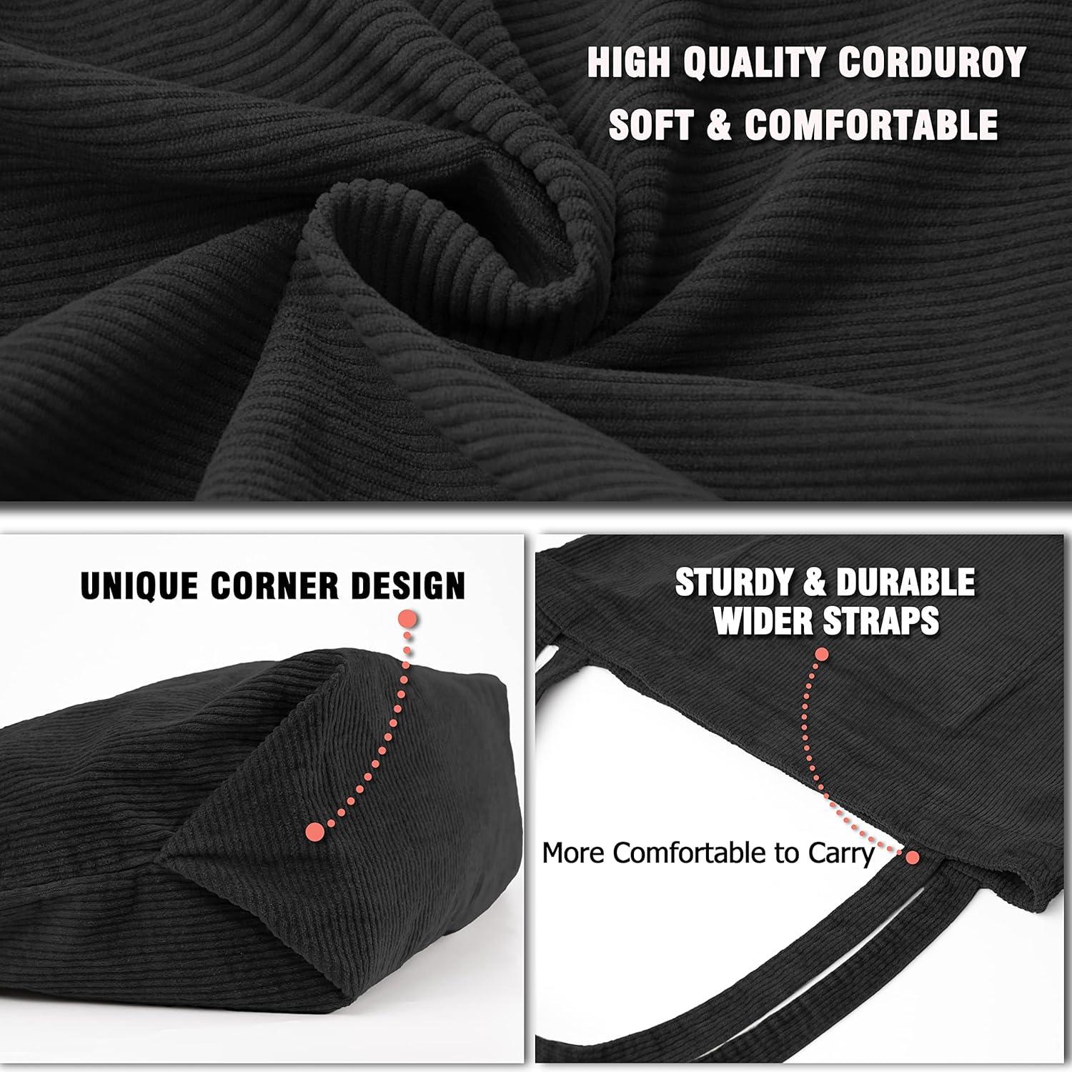 Captain Blues Damen -Cord -Umhängetasche, Einkaufsbeutel, Umhängetasche, große Einkaufstasche für Arbeit, Büro, Reisen, Einkaufen, Schule, Universität und tägliche Gebrauch – Bild 5