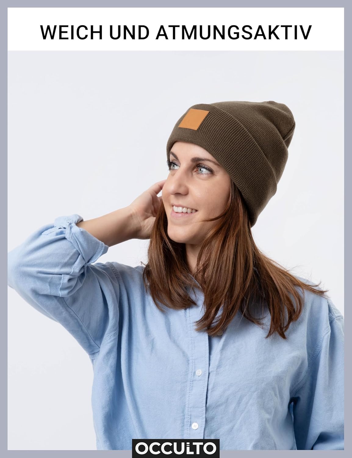 Occulto Lederpatch Winter Mütze Hut – Bild 3