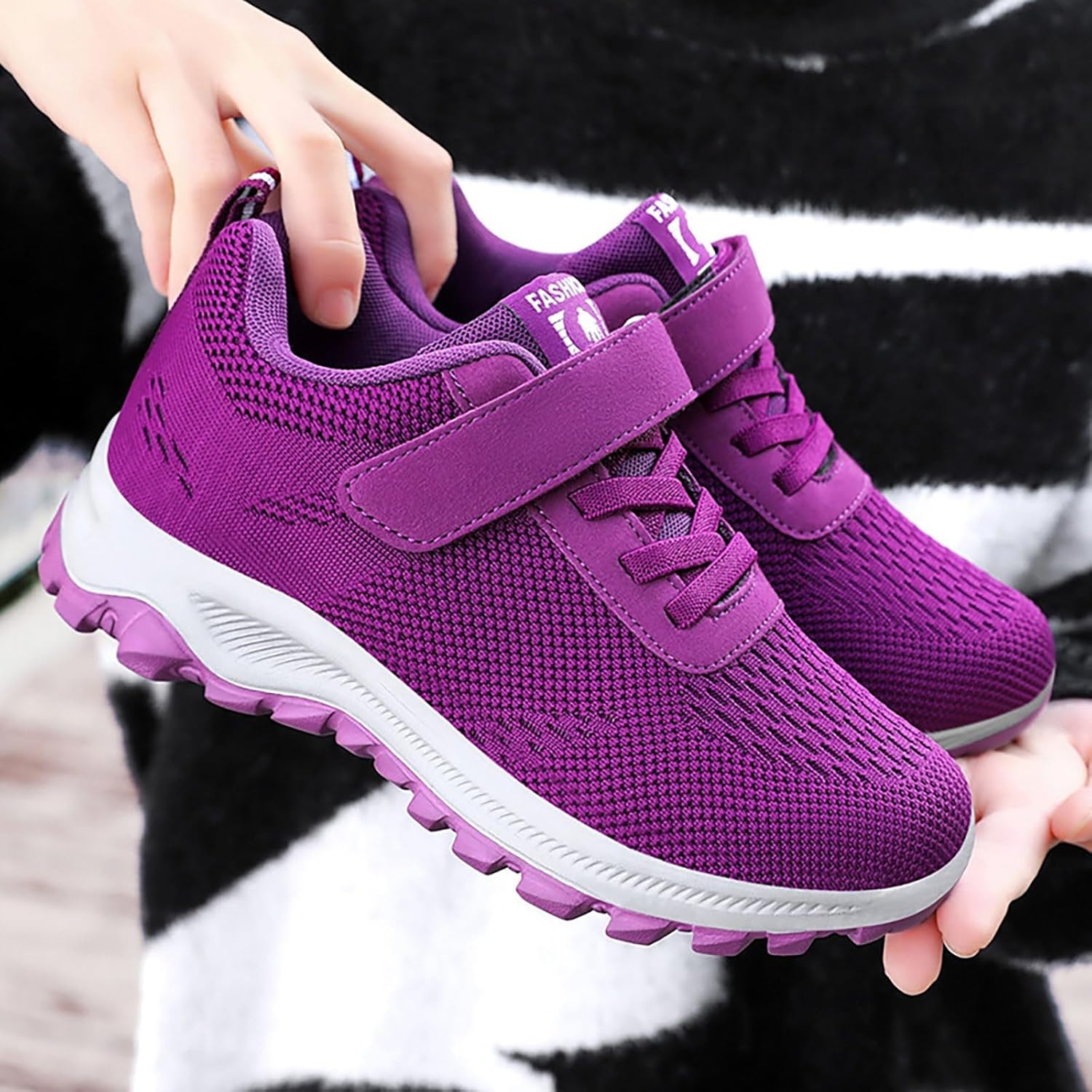 Sportschuhe Frauen Wanderschuhe wasserdichte grobe Sohle Freizeitschuhe Plattform Running Schuhe Stoff Atmungsfreie Trainer für Trekking -Training breite Sportschuhe Orthopädische Schuhe Fitnesstrainer Fitness Trainer – Bild 6