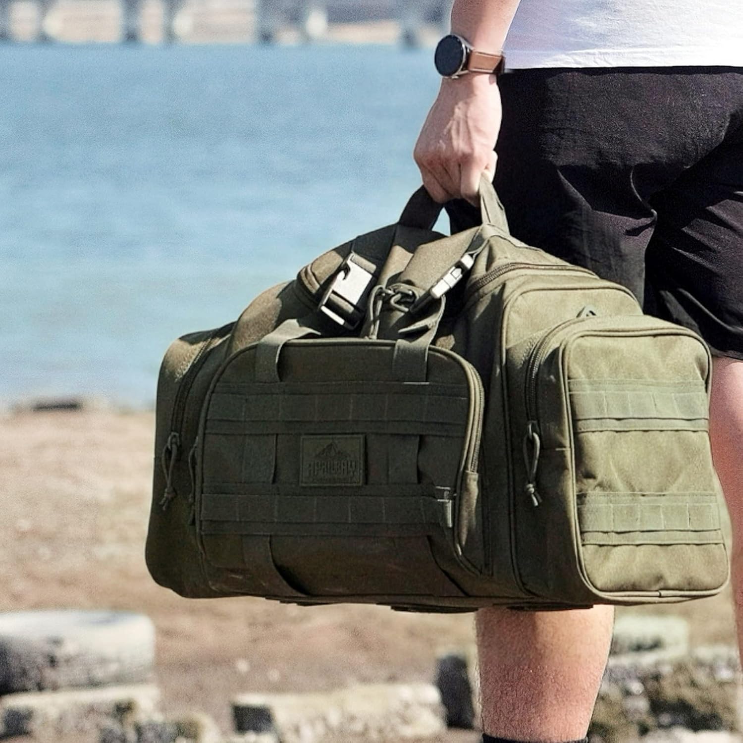 Taktische Serie Duffel -Tasche für Fitness, Reisen, Wandern und Trekking, Sportausrüstung, Jagd und Fischerei - Superqualität & dauerhaft (43L), Grün, Outdoor – Bild 2