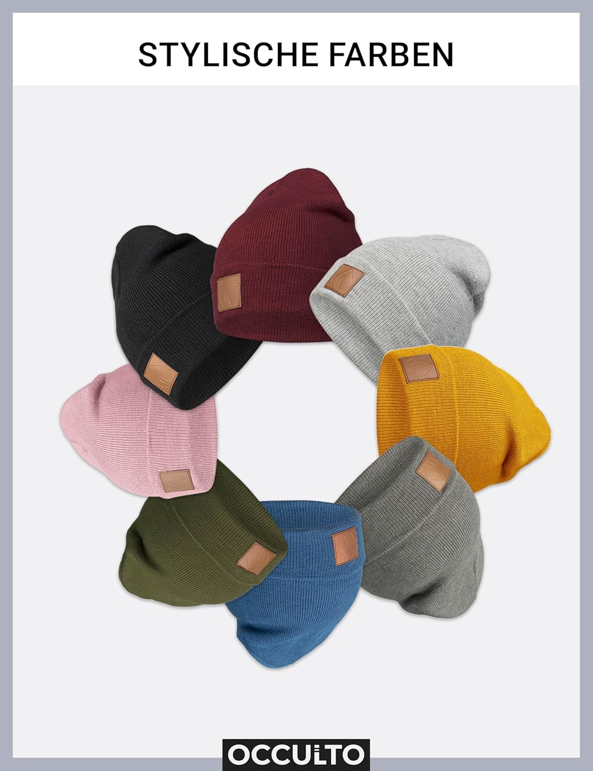 Occulto Lederpatch Winter Mütze Hut – Bild 5