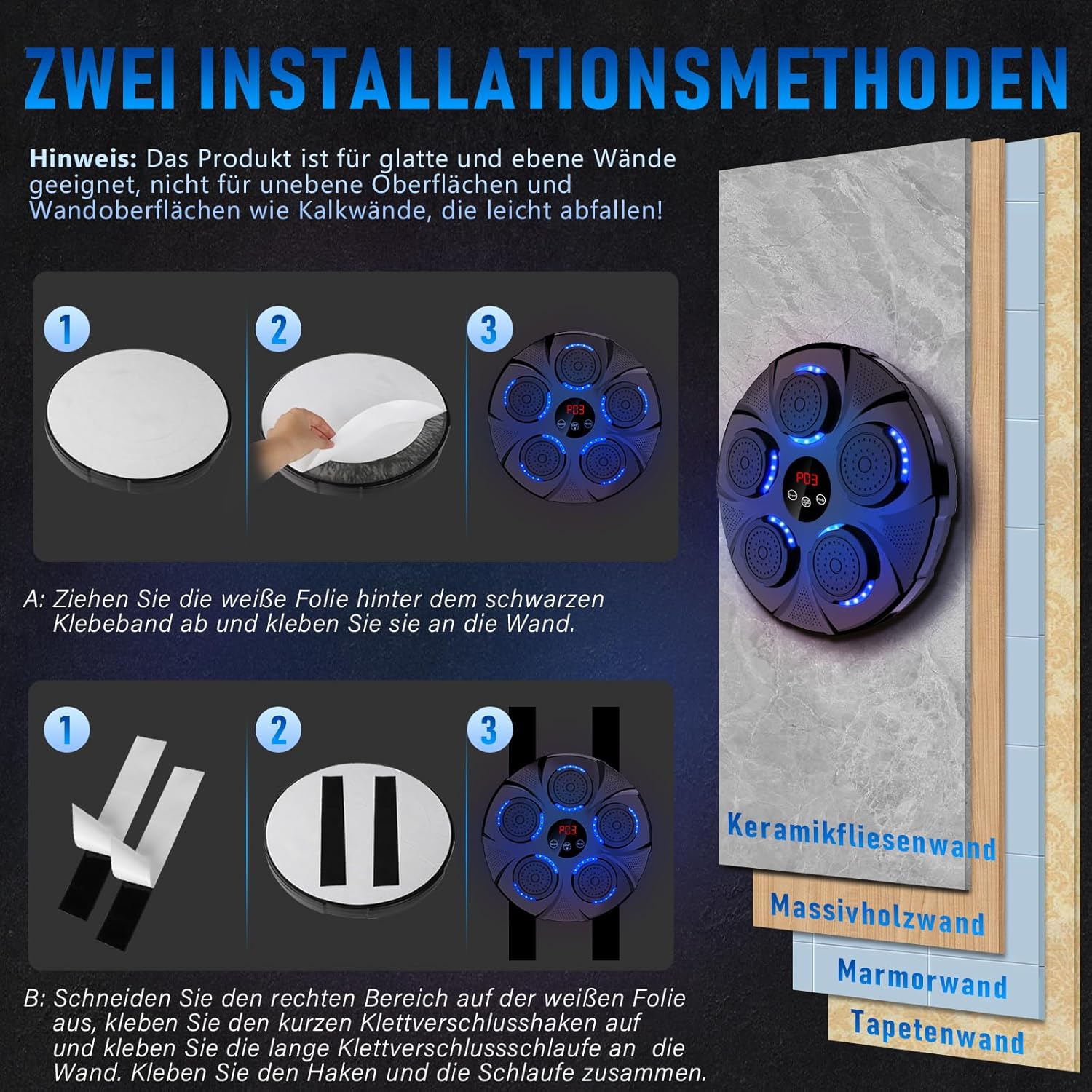 semai Music Boxing Machine, LED Musik Boxmaschine, Unterstützt Bluetooth, 9Geschwindigkeitsmodi und Zählmodus Für Erwachsene und Kinder Exercise/Stress Release – Bild 6