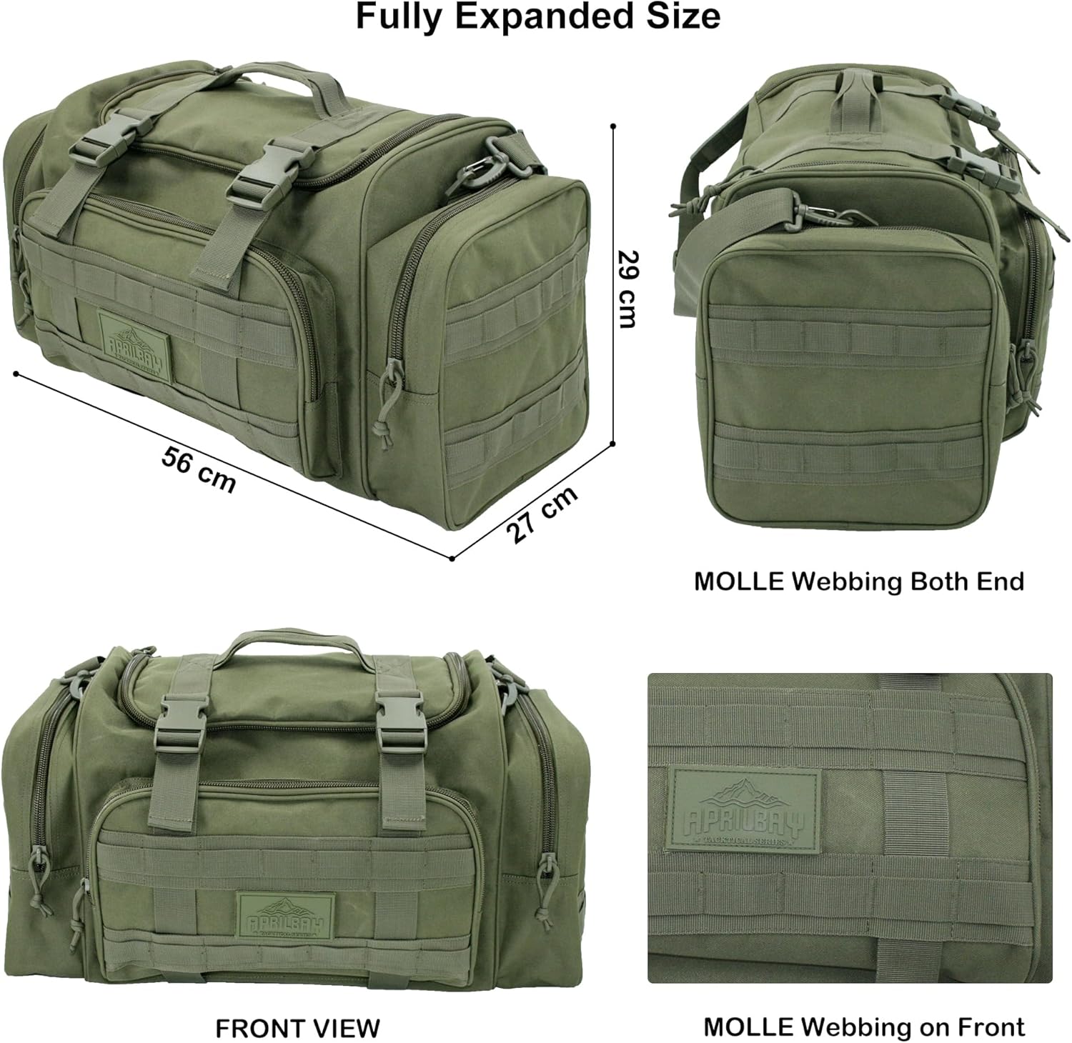 Taktische Serie Duffel -Tasche für Fitness, Reisen, Wandern und Trekking, Sportausrüstung, Jagd und Fischerei - Superqualität & dauerhaft (43L), Grün, Outdoor – Bild 4