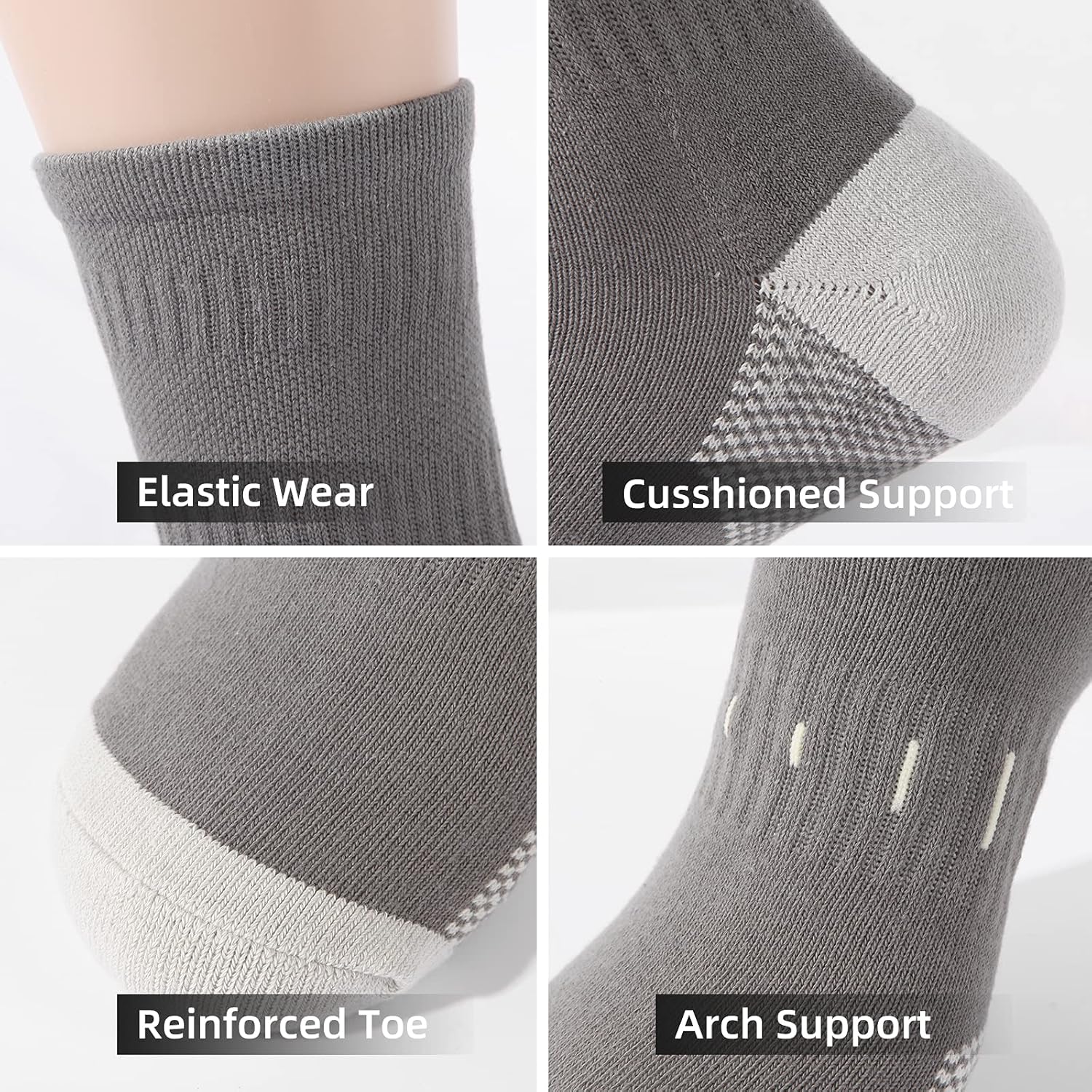 Bocmmy Herrensocken 43-46 39-42 Wandersocken Crew Sports Socken gepolsterte Trekking-Socken Baumwoll atmungsaktive Laufsocken Arbeiten Socken – Bild 3