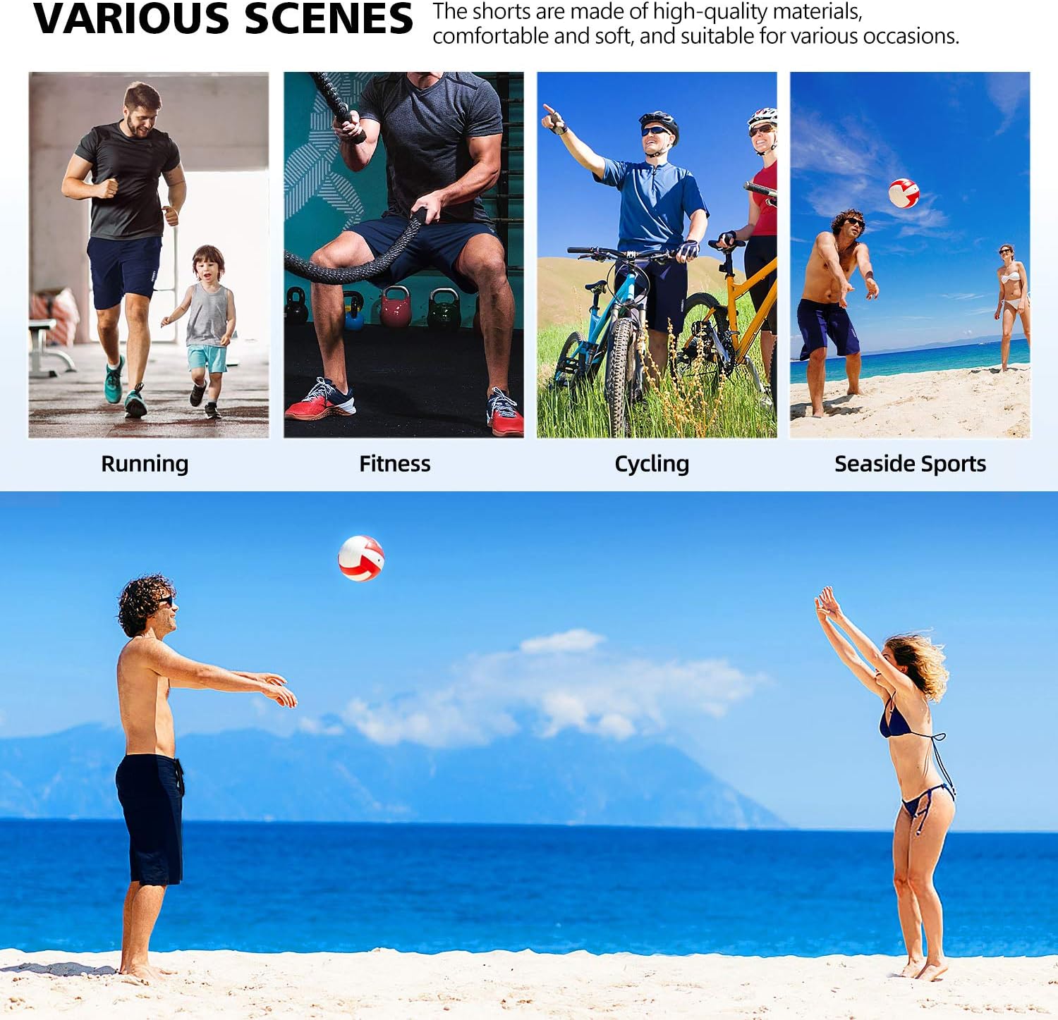 Schwimmstüle Männer Schwimmshorts Herren Sportshorts Bademodebrett Shorts Schnelltrockne Shorts Schwimmshorts Freizeithose mit Kordelschwimmsurfen Wasser Sport Travel Summer Blue Blau – Bild 6