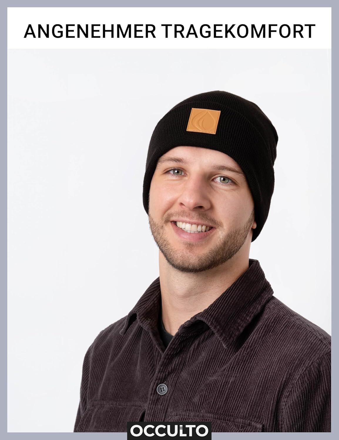 Occulto Lederpatch Winter Mütze Hut – Bild 2