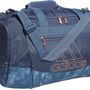 Adidas Verteidiger 4.0 Duffelbeutel, vorgebrachte Tinte Blau/Steinwäsche vorgeschobener Tinte Blau/Roségold, klein (38 l), Verteidiger 4.0 Duffelbeutel, langlebiger Sport -Reisetasche, Reisetasche für Männer und Frauen, Preloved
