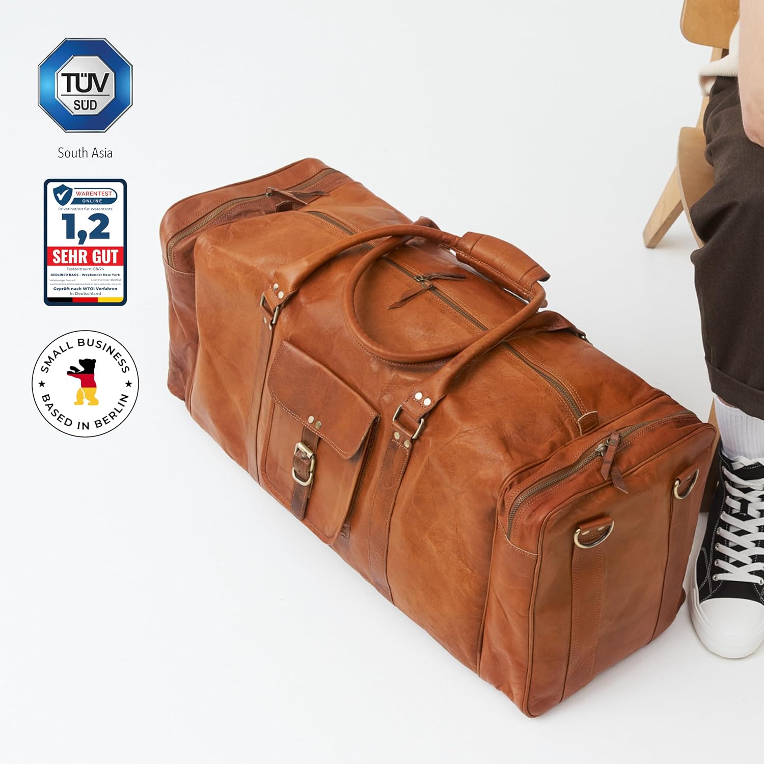 Berliner Bags Vintage Weekender New Yorker Leder -Reisetasche für Männer und Frauen - Brown, Brown xxxxl, Vintage – Bild 3