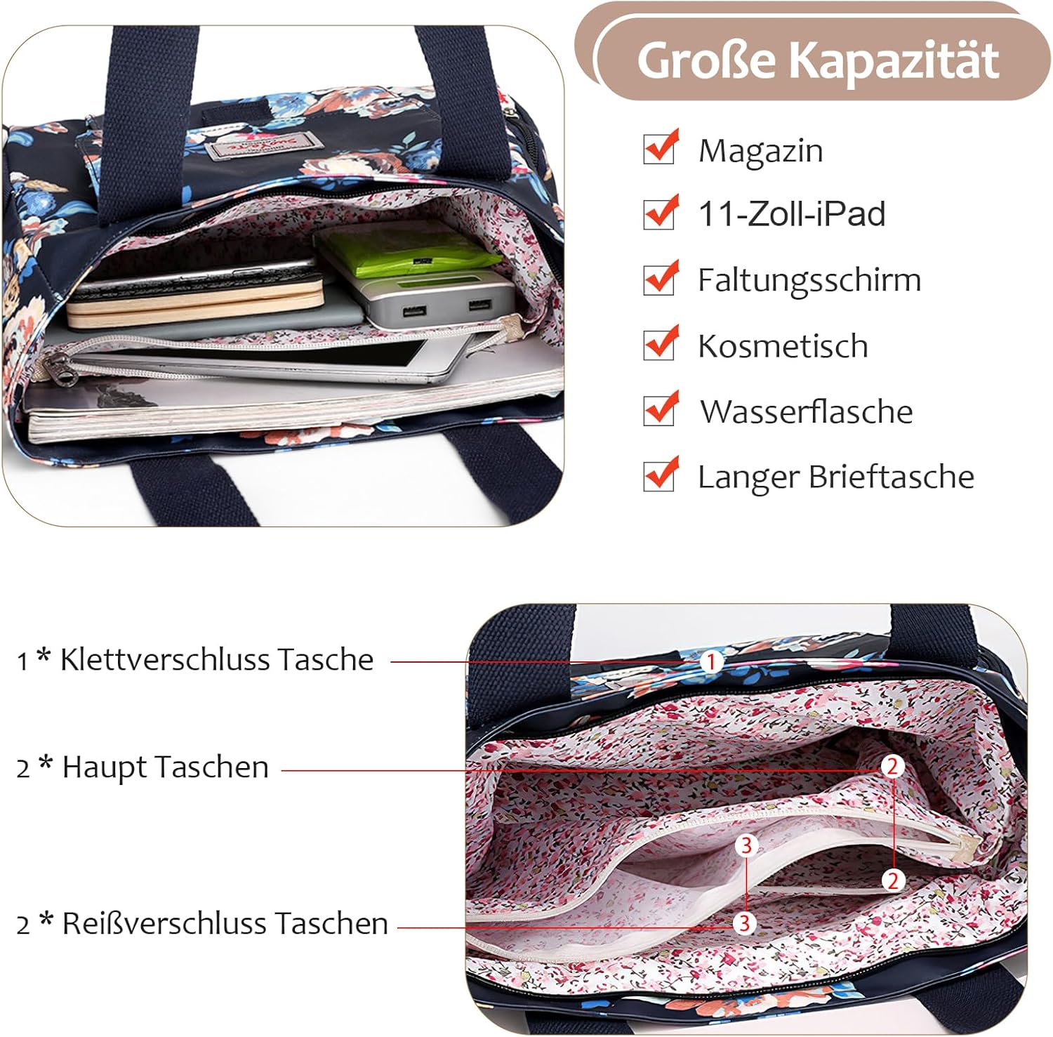Handtaschen, Damen -Käufer -Umhängetasche, Modemuster, große Umhängetasche, Frauen wasserdichte Handtaschen mit mehreren Taschen – Bild 4