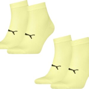 Puma 4 Paar atmungsaktive elastische Viertelsocken für Männer und Frauen / Sportsocken, Gelb