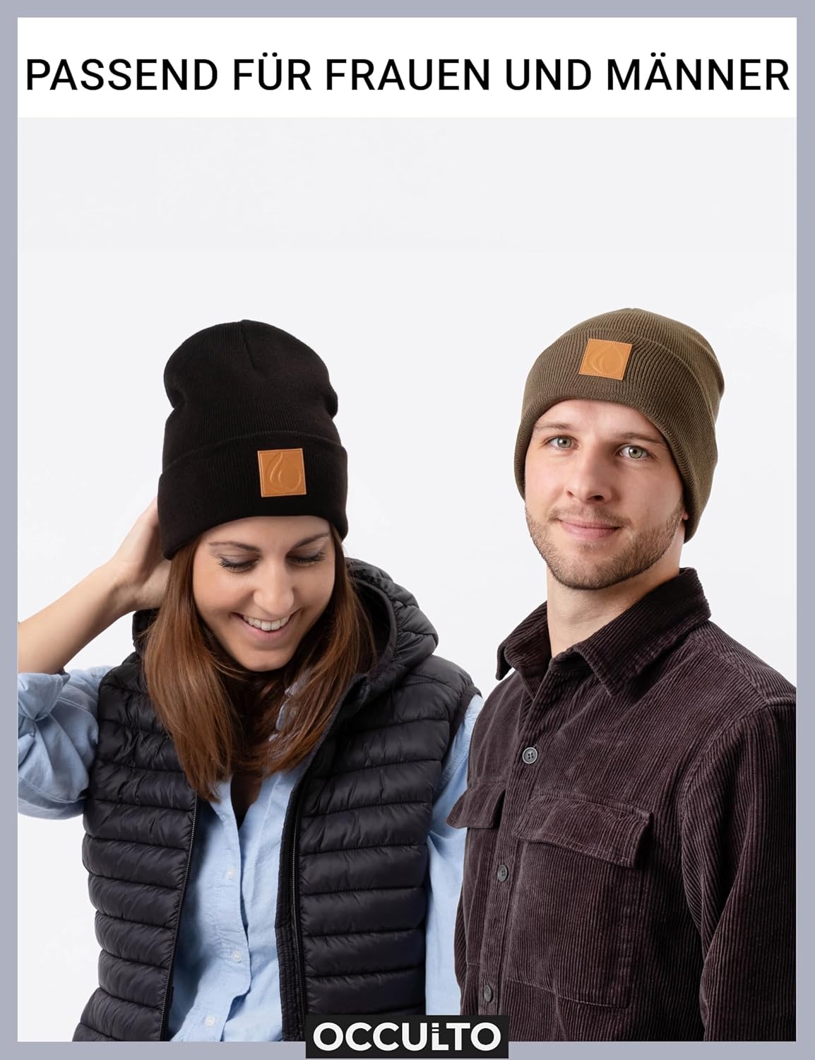Occulto Lederpatch Winter Mütze Hut – Bild 6