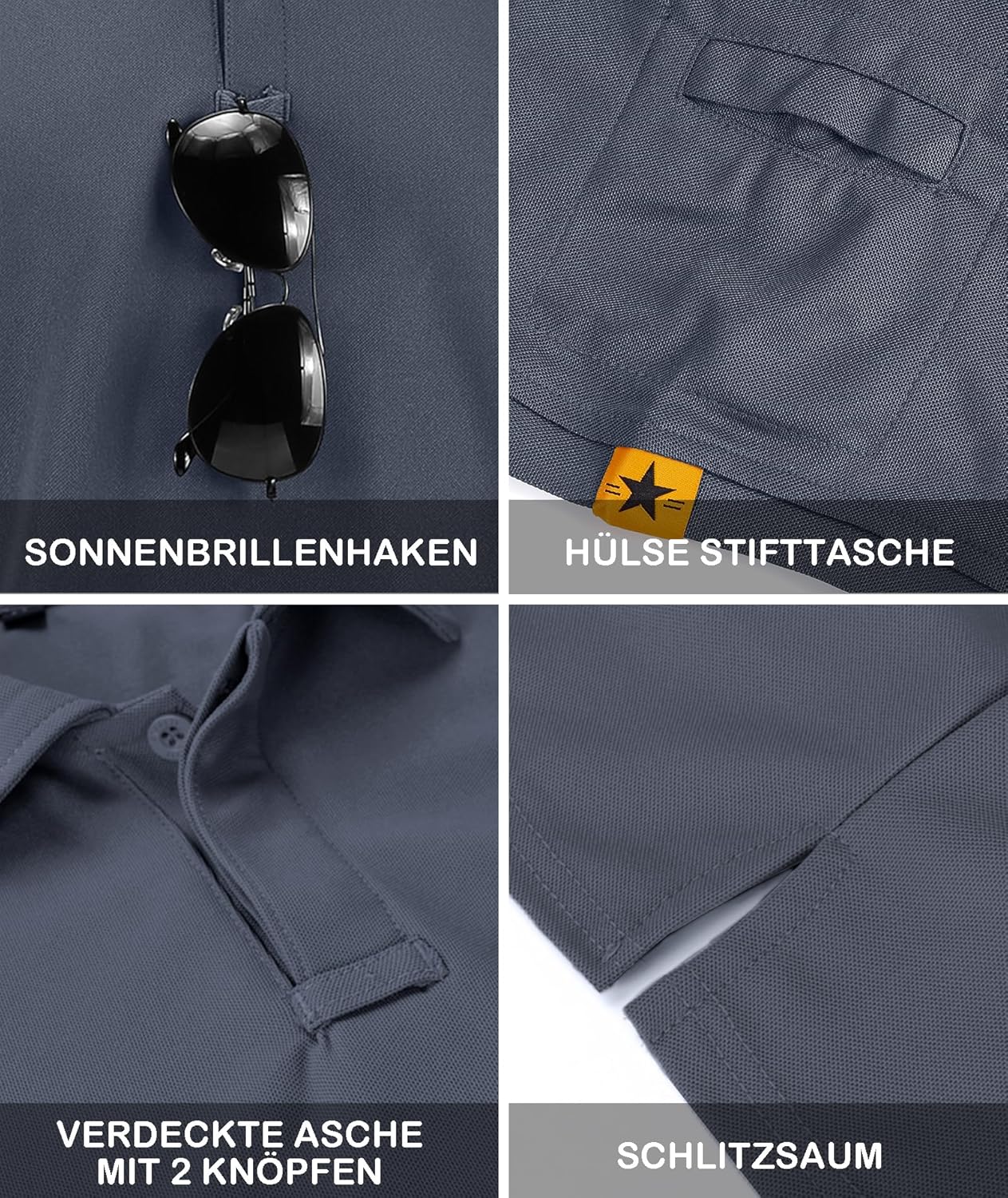 Polo-Hemden für Jacke, Kurzärmel, atmungsaktive, schnell trocknende Poloshirts, Tennis-Sommerknopf T-Shirts, ungezwungenes Sporthemd, einfache reguläre Fit-Golf-Polo-Shirt – Bild 5