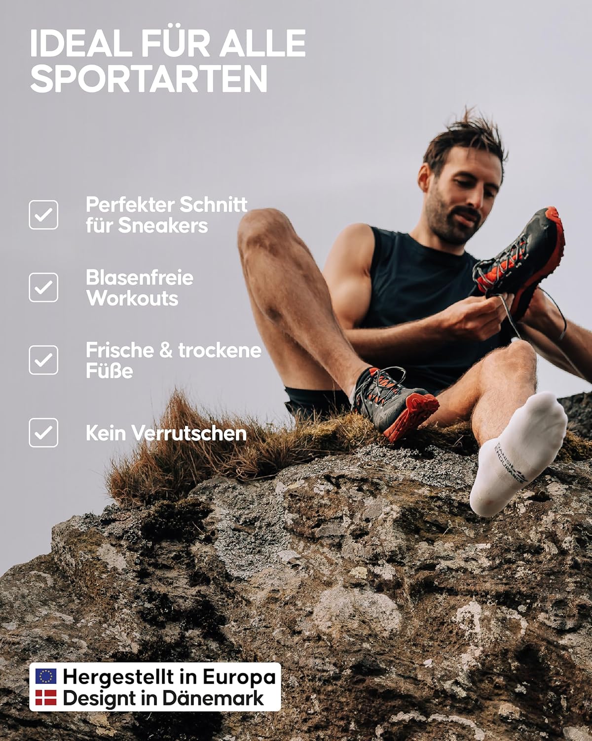Dänische Ausdauer Kurzsportsocken keine Show Running Socken atmungsaktives leichtes Gewicht Unisex für Männer und Frauen 5 Paare – Bild 3