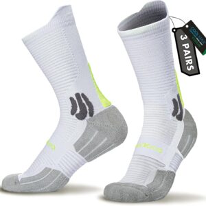 Brisira 3 Paare von Bambuskompressionssocken für Männer und Frauen, Kompressionssocken mit Fersenpolster, Anti-Blister-Socken, Laufsocken, Wandersocken mit Belüftungsnetz und Bogenunterstützung, Größe 35-51