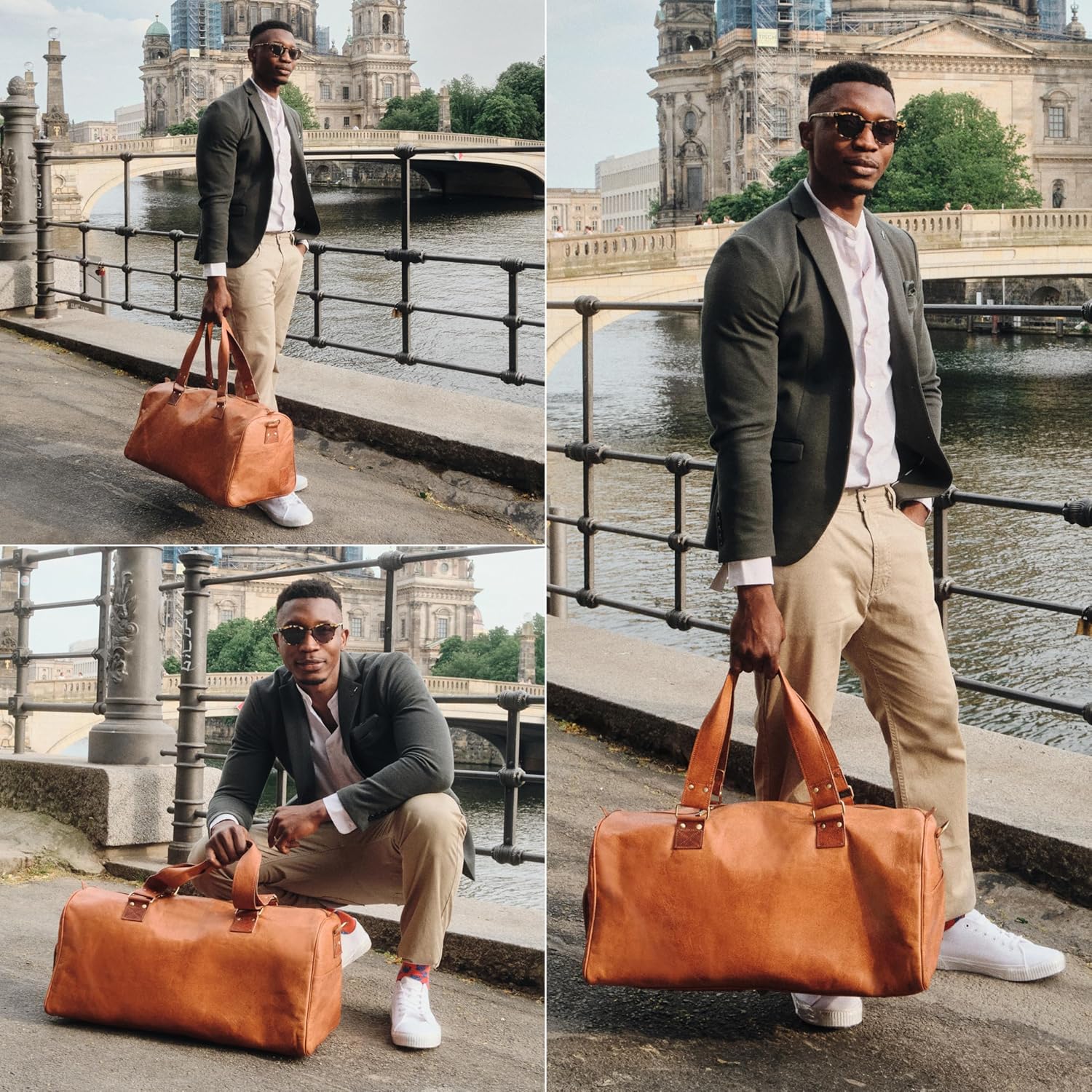 Berliner Bags Weekender Oslo Leder Reisetasche Frauen Männer braun groß 45L – Bild 6