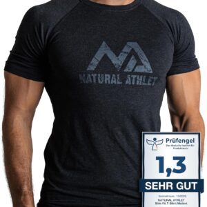 Natural Athlet Slim-Fit Fitness T-Shirt für Männer, langes, schnell trocknendes Fitness-T-Shirt für Bodybuilding, Krafttraining und Sport